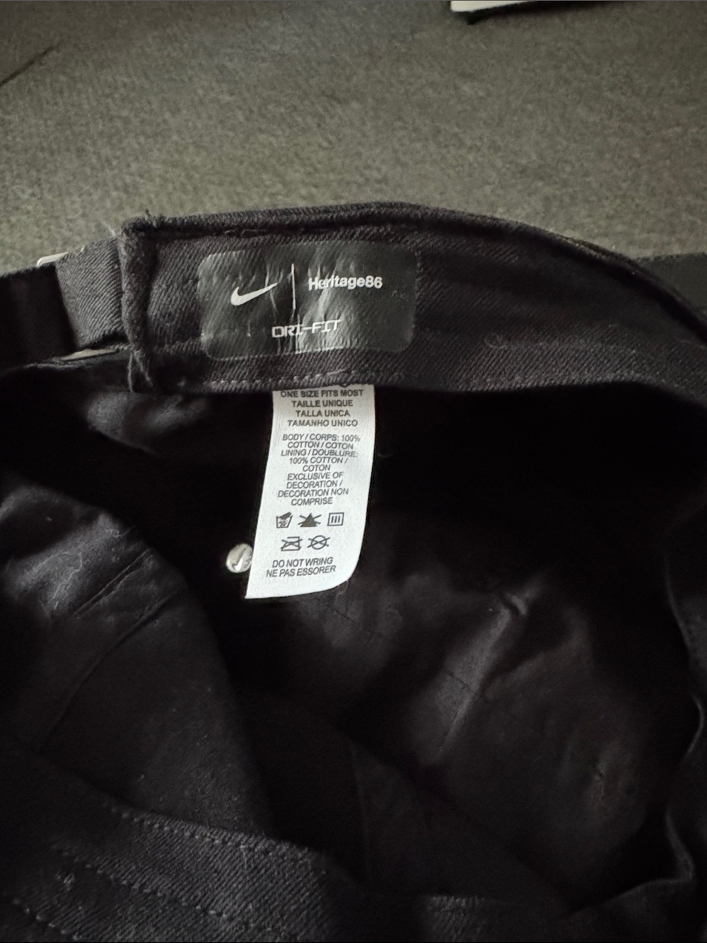 Nike France World Cup Black Heritage Cap with White Rooster Patch and Swoosh - Picture 3 of 4